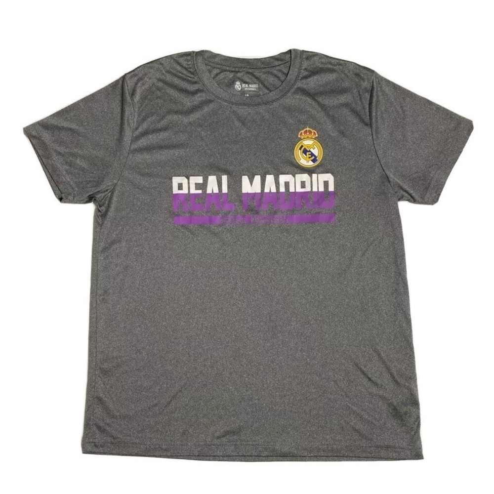 Real Madrid Mens T Shirt Size L  Soccer Graphic Gray MCF Crown Graphic Logo